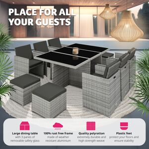 New York Rattan Garden Furniture Set with Protective Cover - LIght Grey by tectake