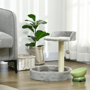 PawHut Cat Tower with Sisal Cat Scratching Post, Cat Claw Shape - Light Grey by PawHut