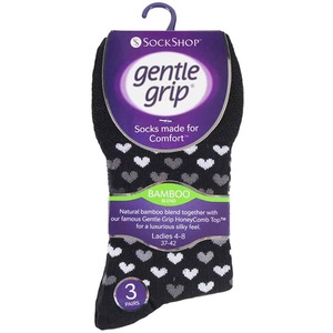 6 Pack Ladies Non Elastic Bamboo Socks - Black and White by Gentle Grip