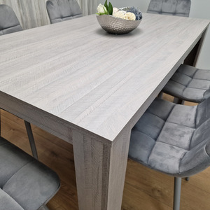 Grey Dining Table With 6 Tufted Velvet Chairs - 6 Person Dining Set - Grey by KOSY KOALA