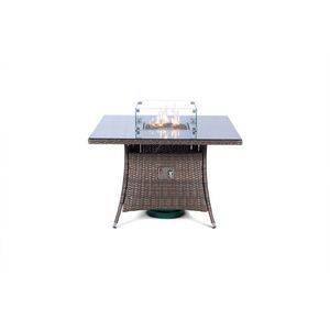 Savannah Fire Pit Square Rattan Patio Dining Set - Brown / 4 by Giardino