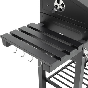 Outdoor Height-adjustable Charcoal BBQ with Side Table - Black by Kidkid