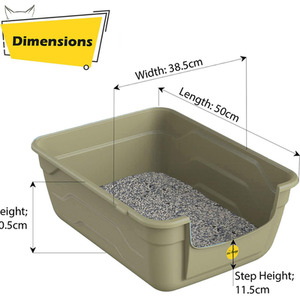 Large High Side Cat Litter Tray - Grey by Cat Centre.direct