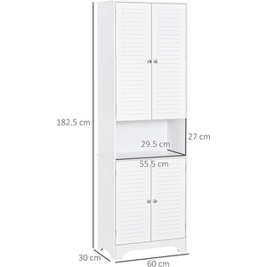 HOMCOM Tall Freestanding Bathroom Cabinet Retro Shutters White - White by HOMCOM