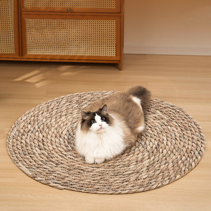 Cattail Grass Round Cat Scratcher Pad - Brown / 60cm by Livingandhome