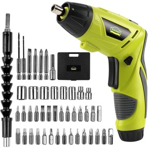 Electric Cordless Screwdriver 45 Piece Set - Black & Green