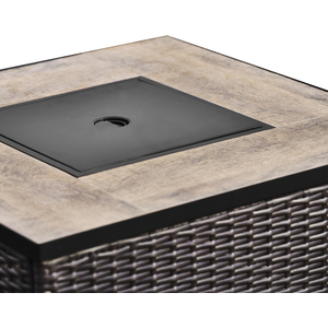 Square Rattan Outdoor Gas Fire Pit Table with Screen - Brown by Teamson Home