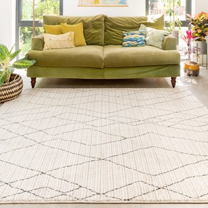 Beige Abstract Linear Moroccan Berber Area Rug by The Rug House
