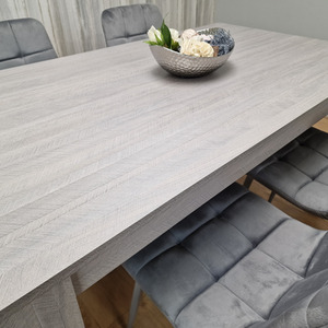 Grey Dining Table Set With 4 Grey Velvet Tufted Chairs - Grey by KOSY KOALA