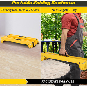 2 Pack Folding Sawhorses-Yellow - Yellow by Costway