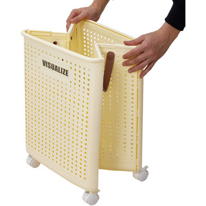 Foldable Laundry Basket with Wheels - Beige / 50cm / 31cm by Livingandhome