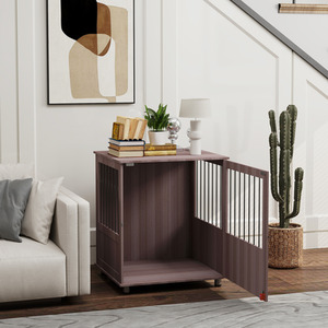 PawHut side Table with Bulit in Dog Crate - Purple / 60cm / 70cm by PawHut