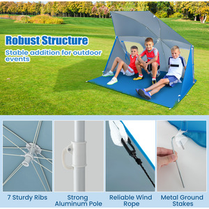 2-in-1 Sun Umbrella Beach Tent - blue by Costway