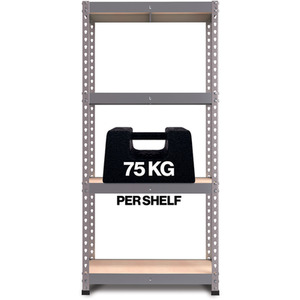 Pack of 2 FastLok Garage Shelving Racking Units - Silver / 145cm by RB BOSS