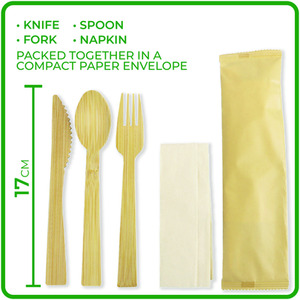 17cm Disposable Bamboo Cutlery Bulk Sets by EcoLux