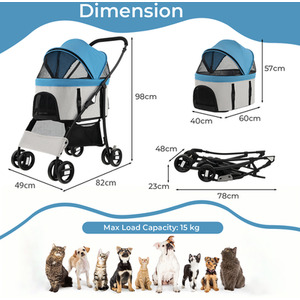 Foldable Pet Stroller by Costway
