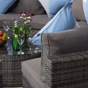 Monaco Luxury Large Rattan Garden Sofa Set - Grey by Giardino