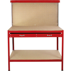 Workbench with Pegboard and Drawer - Red by MonsterShop