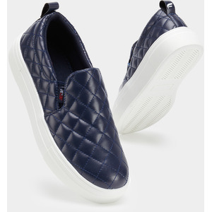 Quilted Womens Stylish Trainer - Blue White / 8 by Finily