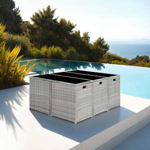 Malaga 641 Rattan Garden Furniture Set with Protective Cover by tectake