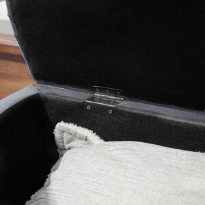 HOMCOM Storage Ottoman Bench Tufted Upholstered Footrest Stool - Dark Grey by HOMCOM