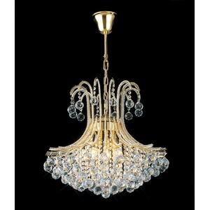 Bask Ceiling Pendant Chandelier Round 6 Light French Gold, Crystal - French Gold