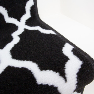 Black White Trellis Cut To Measure Stair Carpet Runner 70cm Wide - Black / 548cm by The Rug House