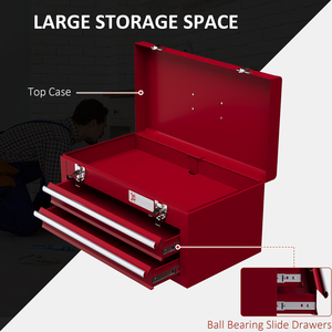 DURHAND Tool Chest Lockable Tool Box with Handle Latch - Red / 24cm / 22cm by DURHAND