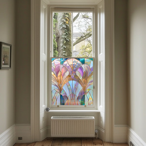 Volano Art Deco Stained Glass Privacy Window Film by Creative Printing