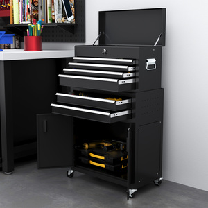 HOMCOM Portable Tool Chest with Wheels Drawers for Garage - Black by HOMCOM