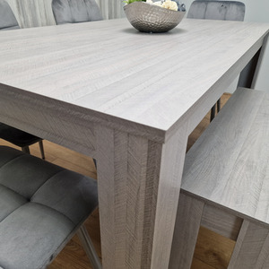 Grey Dining Table Set With 4 Grey Tufted Velvet Chairs And 1 Bench - Grey by KOSY KOALA