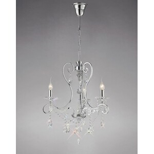 Vela Ceiling Pendant Chandelier 3 Light Polished Chrome, Crystal - Polished Chrome