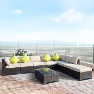 Outsunny 8 Piece Rattan Sofa Garden Furniture Set - Brown by Outsunny