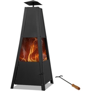 Quadrilateral Pyramid Fire Pit Chiminea - Black