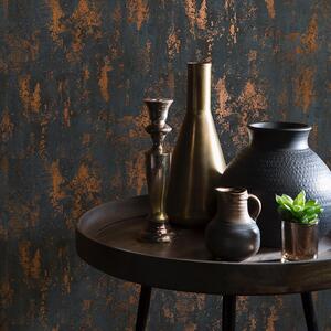 Metallic Concrete Effect Wallpaper Industrial Modern - Black by Nina Home