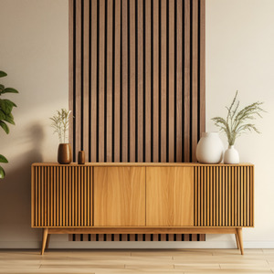 Wooden Slatted 3D Acoustic Wall Panelling by Home Treats