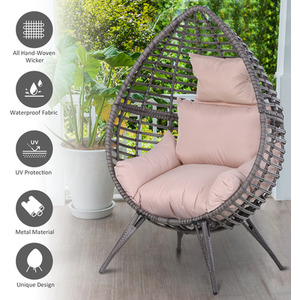 Outsunny Rattan Wicker Teardrop Chair - Pink by Outsunny