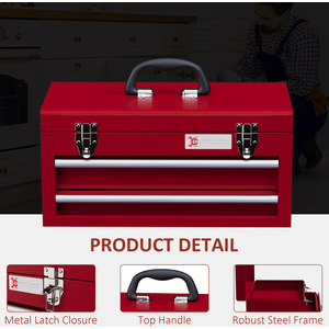 DURHAND Tool Chest Lockable Tool Box with Handle Latch - Red / 24cm / 22cm by DURHAND