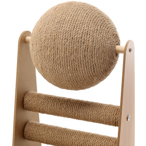 Cat Scratching Board with Sisal Ball - Wood / 50cm by Livingandhome