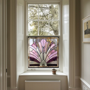 Zungri Art Deco Stained Glass Privacy Window Film - Pink / 55cm by Creative Printing Solutions