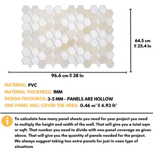 3D Wall Panels (96.6x64.5 cm) PVC Cladding Panel Honeycomb Hexagon - Cream Caramel / 4 by NOVECRAFTO