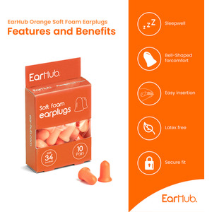 EarHub Premium 10 Pairs of Soft Foam Earplugs - Orange by EarHub