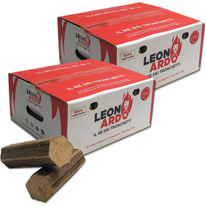 2 Boxes of Leonardo Pizza Oven Briquette Logs - Brown by Leonardo