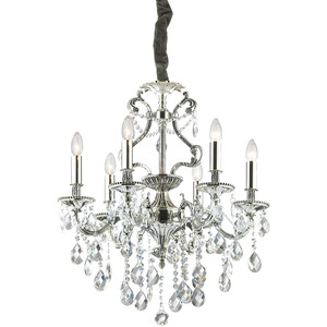Gioconda 6 Light Crystal Chandelier Antique Silver Finish, E14 - Antique Silver