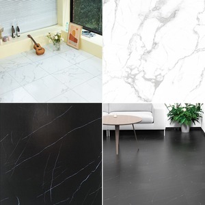 36 Piece Self Adhesive Marble Effect PVC Floor Tiles Set - White Gloss by Gr8 Home