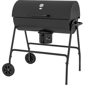 Outsunny Portable Barrel Charcoal Barbecue Grill Trolley - Black by Outsunny