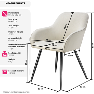 Dining Chair Scandi - Padded Boucle Cover, High Backrest by tectake