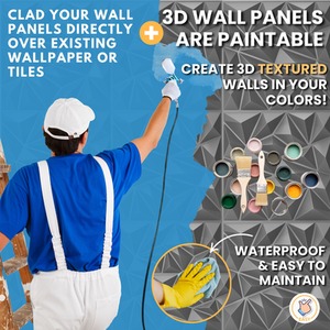 3D Wall Panels (50x50 cm) PVC Cladding Panel in 3D Diamond Design by NOVECRAFTO