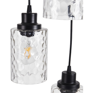 3-Light Chandelier with Wave Glass Lampshade - Black by Livingandhome