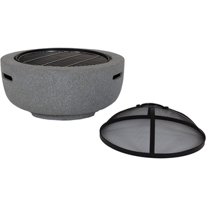 Round Magnesia Fire Pit - Black, Stone by Charles Bentley